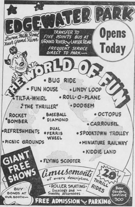 Edgewater Park - Ad On Opening Day April 23 1943 (newer photo)